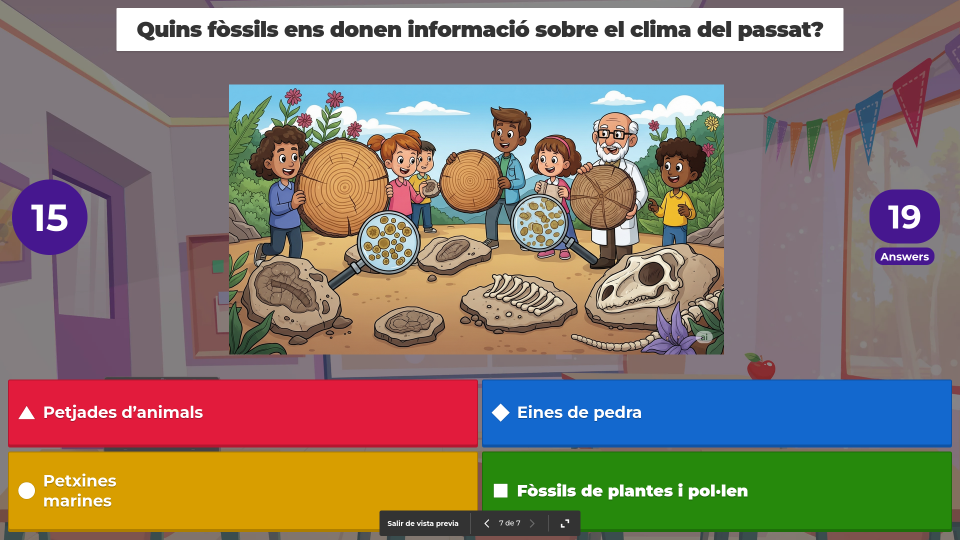 Captura de pantalla duna de les qüestions del Kahoot.