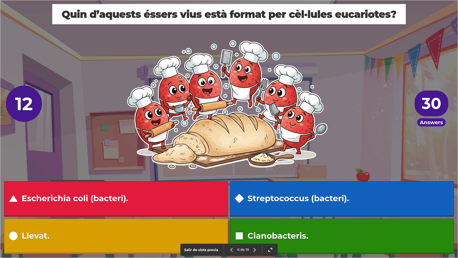 Captura de pantalla duna de les qüestions del Kahoot.